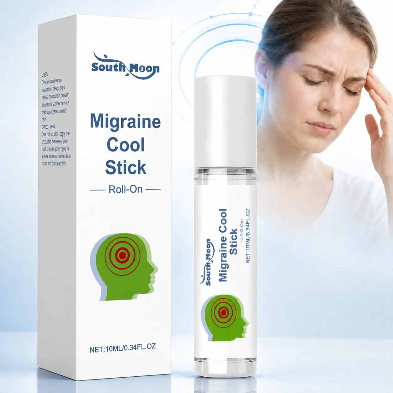 [Buy 1 Get 1 Free] Cooling Peppermint Essential Oil Roll-On Stick, Bath & Body Care for Headache Relief, Head Comfort & Vertigo Ease (with Cooling Effect)