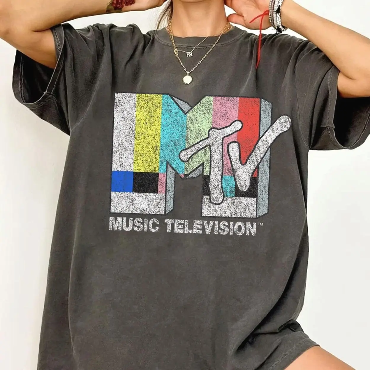 MTV Classic Vintage TV Signal Logo T-Shirt, Retro 80s & 90s MTV Family Matching Tee, MTV Birthday Girl Music Television Signal Logo T-Shirt