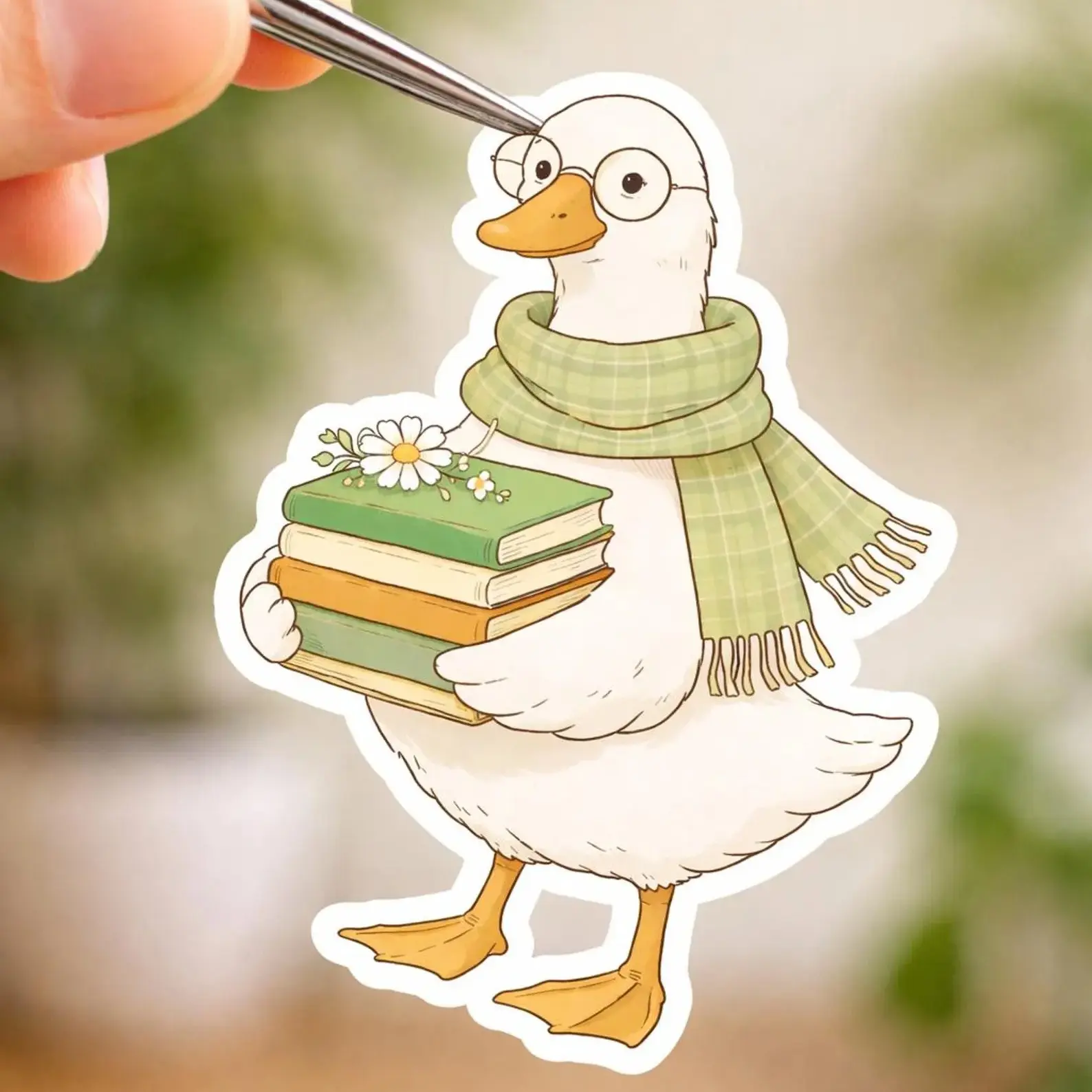 Cute Goose with Book Sticker, Silly Goose Cute Goose Bookish sticker, Silly goose sticker, cute