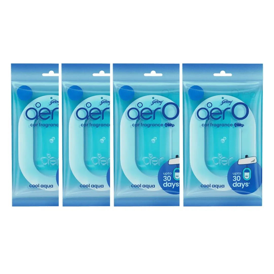Godrej aerO Hanging Car Air Freshener, Cool Aqua, Pack of 4