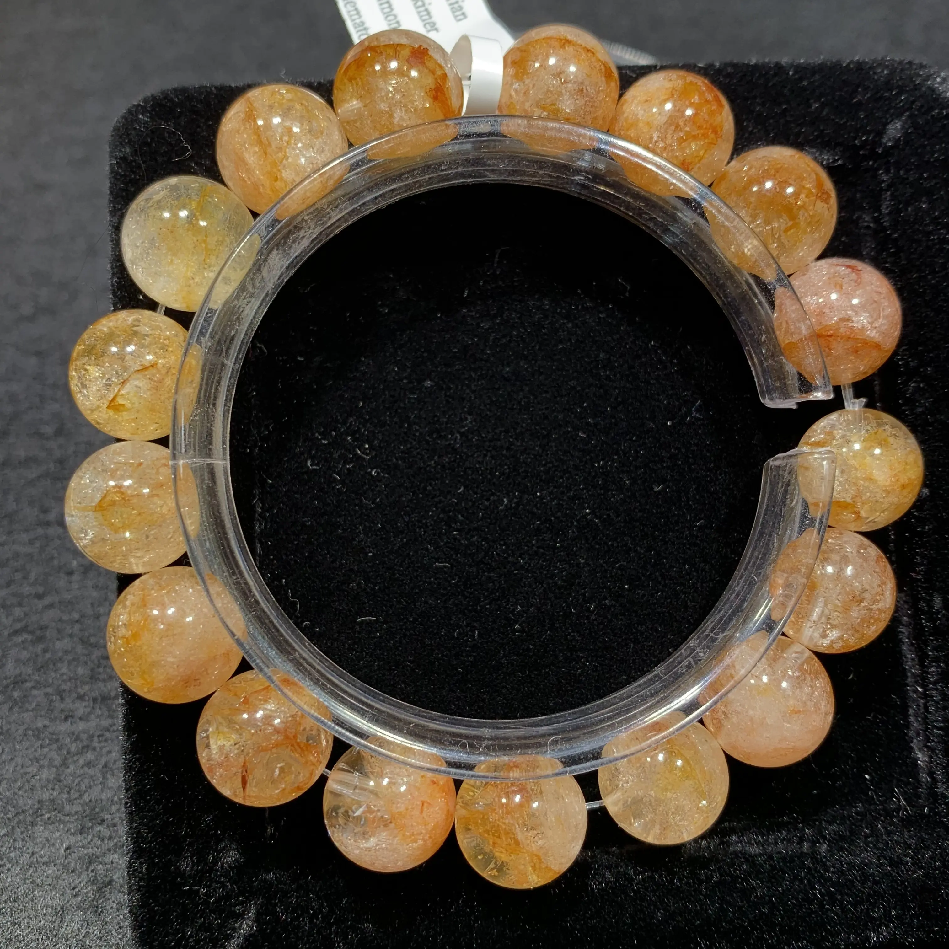 【Brazilian herkimer diamond hematoid matrix】Herkimer diamond hematoid matrix Bracelet, Stretch Gift for Women, Elastic Adjustable Healing Jewelry