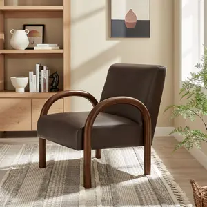 Lunet Faux Leather Upholstered Accent Chair in Espresso