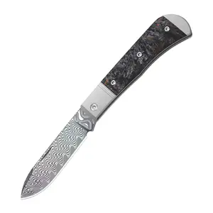 Kizer Trestle D Rainbow Damascus Steel Aluminum & Fat Carbon V3760A6