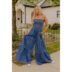 Show Stopper Wide Leg Denim Jumpsuit