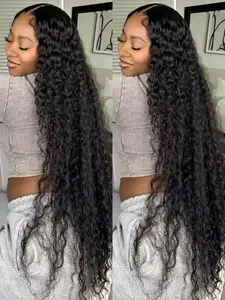 250 Density 13x6 Hd Deep Wave Frontal Wig 30 34inch Glueless Wigs 100% Human Hair Water Wave Curly Lace Front Wig For Women On Clearance Sale