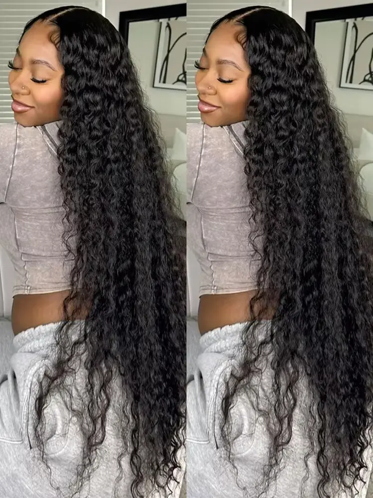 250 Density 13x6 Hd Deep Wave Frontal Wig 30 32inch Glueless 7x5 Wear And Go Wigs 100% Human Hair Water Wave Curly Lace Front Wig For Women On Clearance Sale