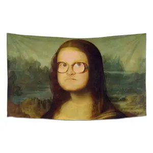 Mona Lisa funny pattern tapestry, fun lightweight decorative tapestry, suitable for living room,  university dormitory, magic room decoration, creative gift tapestry, bedroom decoration accessories, Hanging Wall Shabby Chic Design Boho Shabby Chic