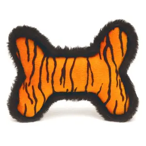 Jeffers Plush Tiger-Skin Bone Squeaky Dog Toy