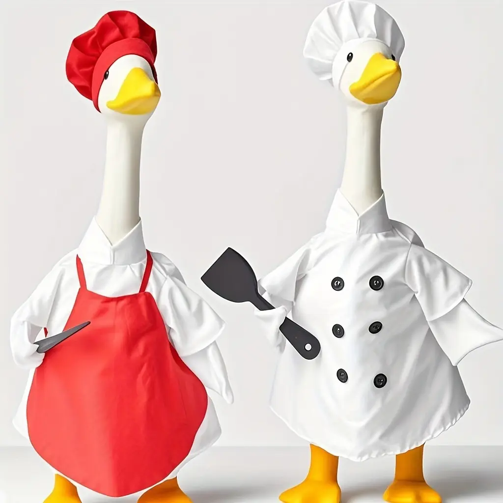Chef-Themed Goose Costumes Set for 23.0-Inch Goose Statue, Creatively Designed for Home Kitchen Decor, Perfect for Party And Yard Decoration