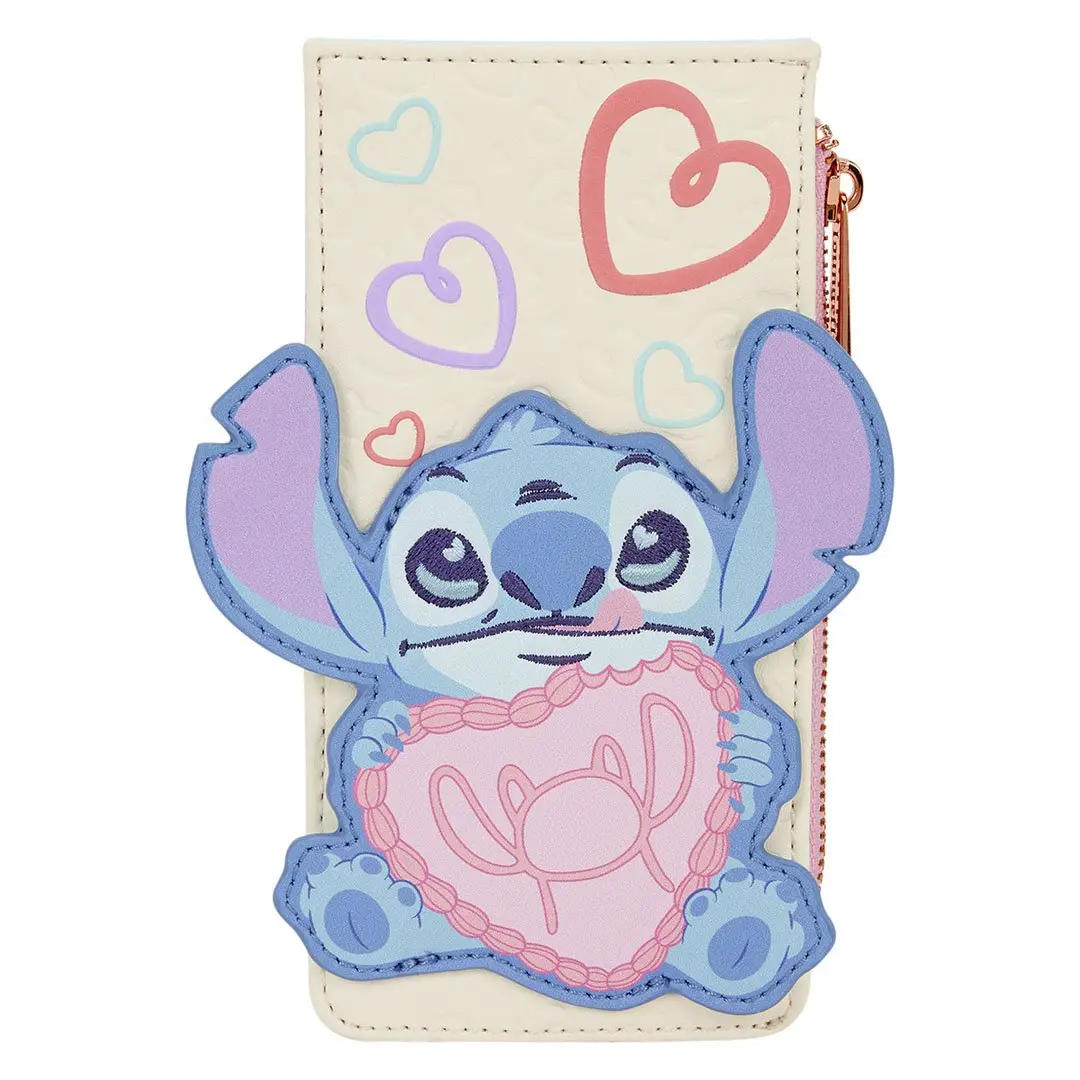 Loungefly Disney Stitch & Angel Be Mine Valentines Faux Leather Graphic Wallet with Embroidery, Puff Print, and Card Slots, Ladies Wallet, Valentines Day, Stitch & Angel Duo, Lightweight, Card Holder, Wallet Card Holder