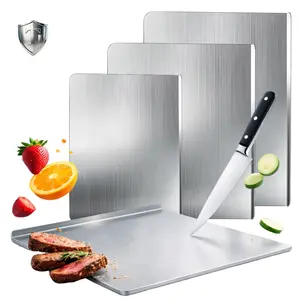 Titanium Metal Chopping Board, Non-slip Kitchen Cutting Board, Premium Kitchen Accessories, Household Kitchen Gadgets stainless premium knife Space-Saving Cutting Board Set Portable alloy plastic cutting board kit c ken cleaning cheese knife