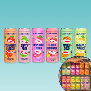 wildwonder Sparkling Probiotic Drink For Gut Health & Immune Support, Shark Tank Bundle, 5g Prebiotic Fiber, Live Probiotics, Organic, Vegan, Low Sugar, 12oz Can, Seen on Shark Tank