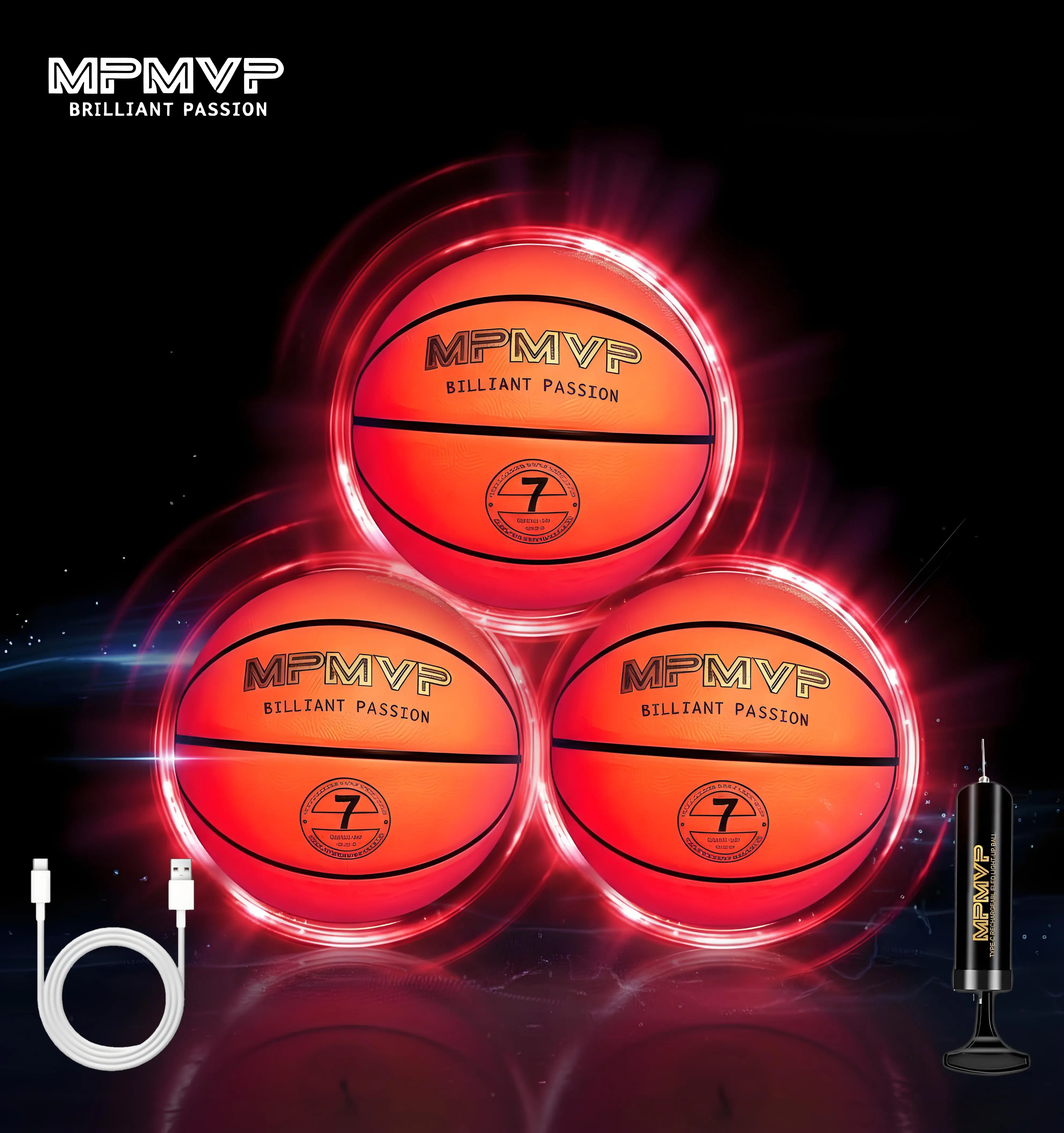 Glow in The Dark Sports Ball Collection - Light Up LEDBasketball Football Soccer Ball Set - Official Size NightGlowing Balls for Indoor Outdoor Games - Perfect SportsGifts for Kids Teens Boys Girls Age 8-15 Sportsball HomeWorkout Equipment