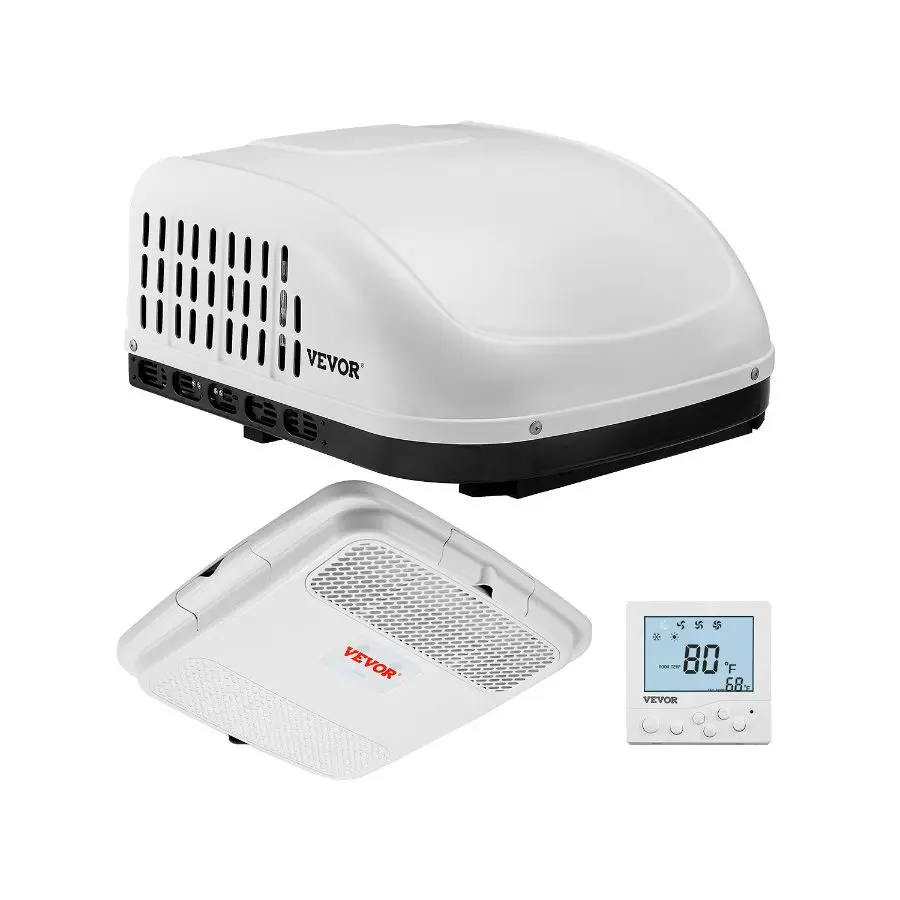 VEVOR 15000 BTU Non-Ducted Rooftop RV Air Conditioner, 65 dB Quiet Cooling Unit with Air Distribution Box, Operation Panel & Installation Kit for Campers, Trailers