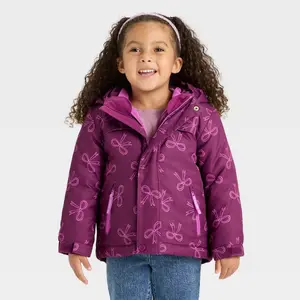 Toddler Girls' Bow 3-in-1 Snowplay Jacket - Cat & Jack Berry Purple 3T