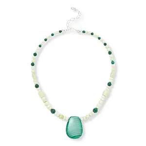 Mine Finds by Jay King Malachite and African Meadow Reversible Beaded Necklace