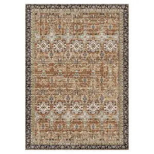VEVOR Area Rug, 9 x 12 ft Large Washable Rug, Non-Slip and Tear-Resistant Soft Carpet, Pet Friendly Vintage Area Rugs, Indoor Mat for Bedroom, Living Room, Office, Brown Green