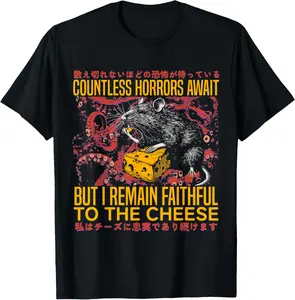 100% CottonI Remain Faithful to The Cheese Vintage Japanese Rat Lover T-Shirt
