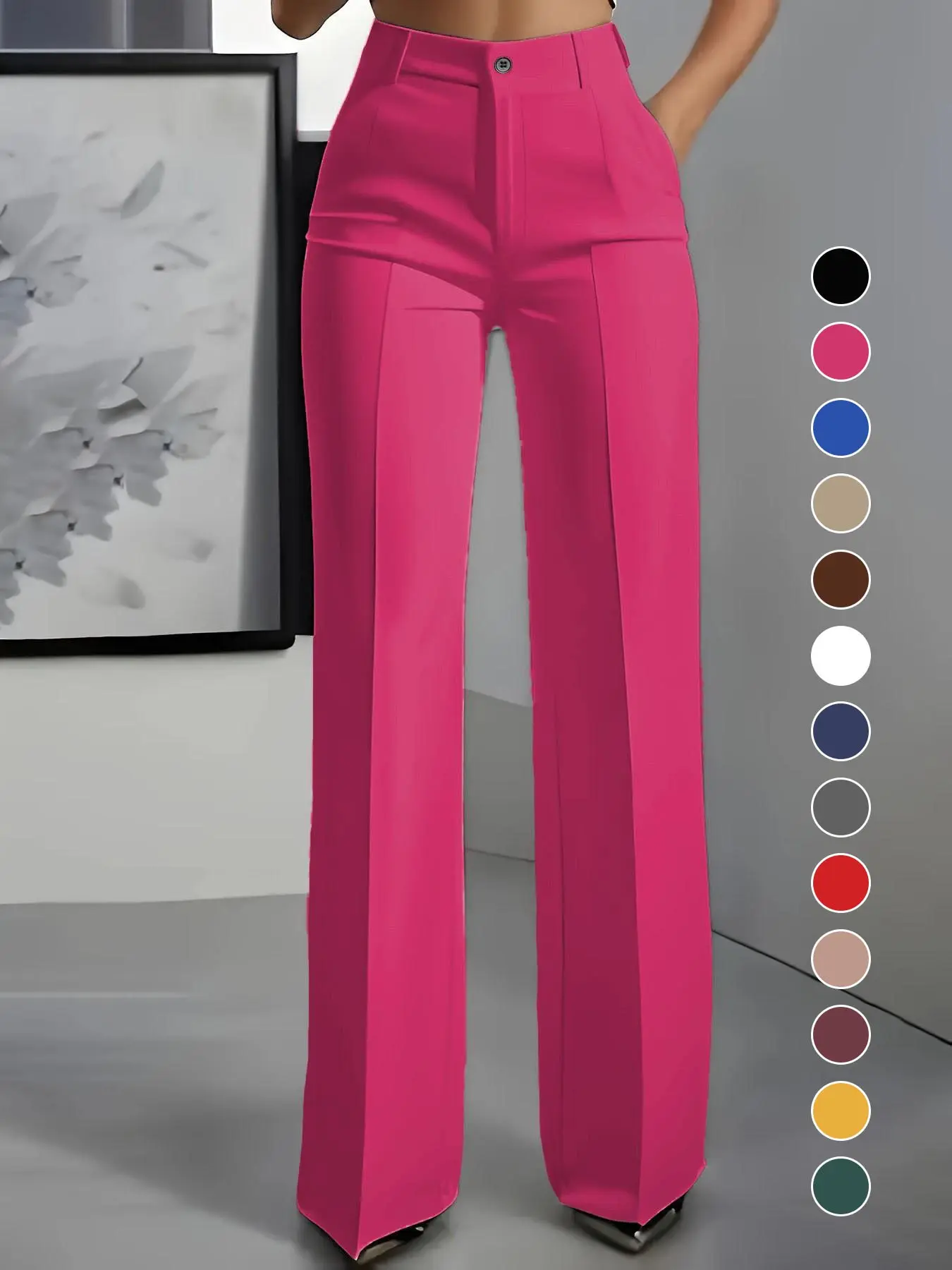 Women's New High Waist Drapey Straight-Leg Suit Pants, Simple Aesthetic Minimalist Womenswear, Elegant Business Casual Wear, Comfortable and Stylish Bottoms, Business Casual Trousers, Casual Work Pants