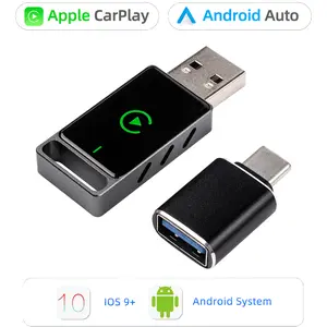 2-in-1 Wireless CarPlay & Android Auto Adapter Bluetooth 5.0 USB/Type-C Low Latency for iPhone & Android Cars Plug & Play Upgrade System