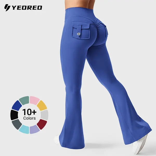 YEOREO CoreFlex Flare Leggings with Pockets for Women Scrunch Workout Leggings Butt Lifting Gym Yoga Pants summderfinds sohochic, S, Anti-Odour,back to school,back to school haul