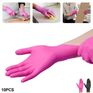 5 Pair Deep Nitrile Disposable Gloves,Lightweight Multi-Functional Household Kitchen Gloves, Lead-Free, Alcohol-Free, Essential for Home Cleaning, Pet Care & Hair Dyeing