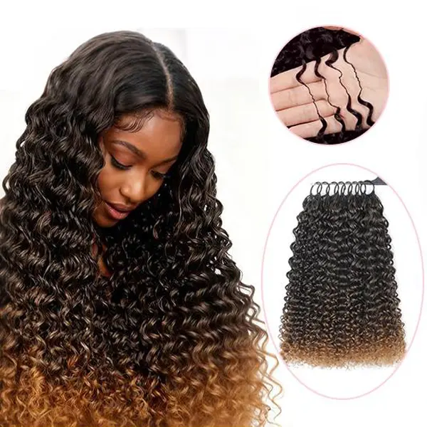 New 2026 ElNbeauty Jerry Curly Feather Crochet HumanHair Bundles, Lightweight Pre-Separated Super InvisiblyKnot and Durable Reusable T30 Color  Human Hair16-24inches Optional