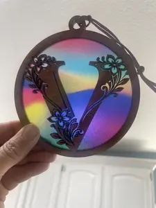 Monogram Letter V Suncatcher for Sunny Window