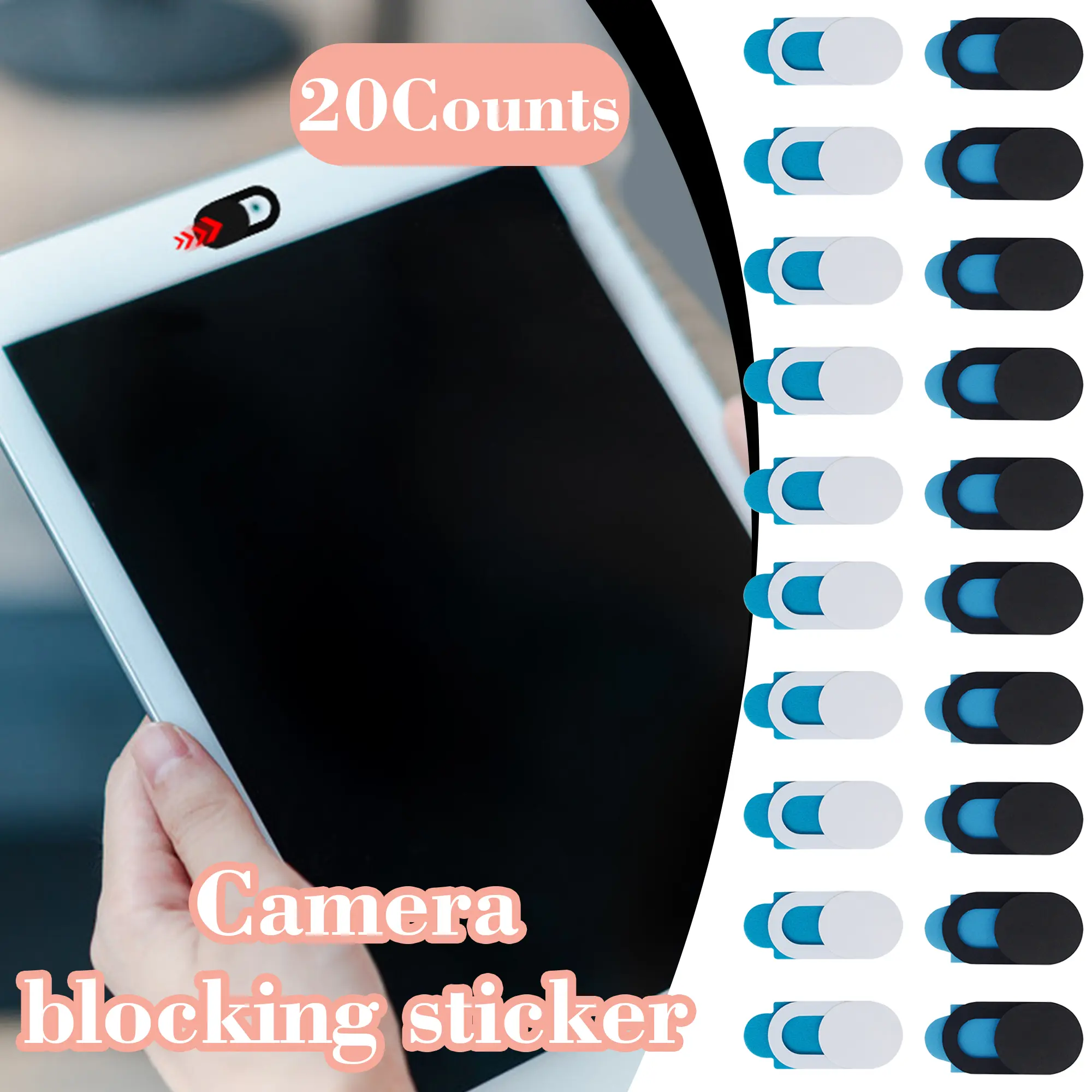20-Count Webcam Cover Slide, Camera Blocker for Tablet & Computer Privacy Security, Universal Electronics Camera Covers