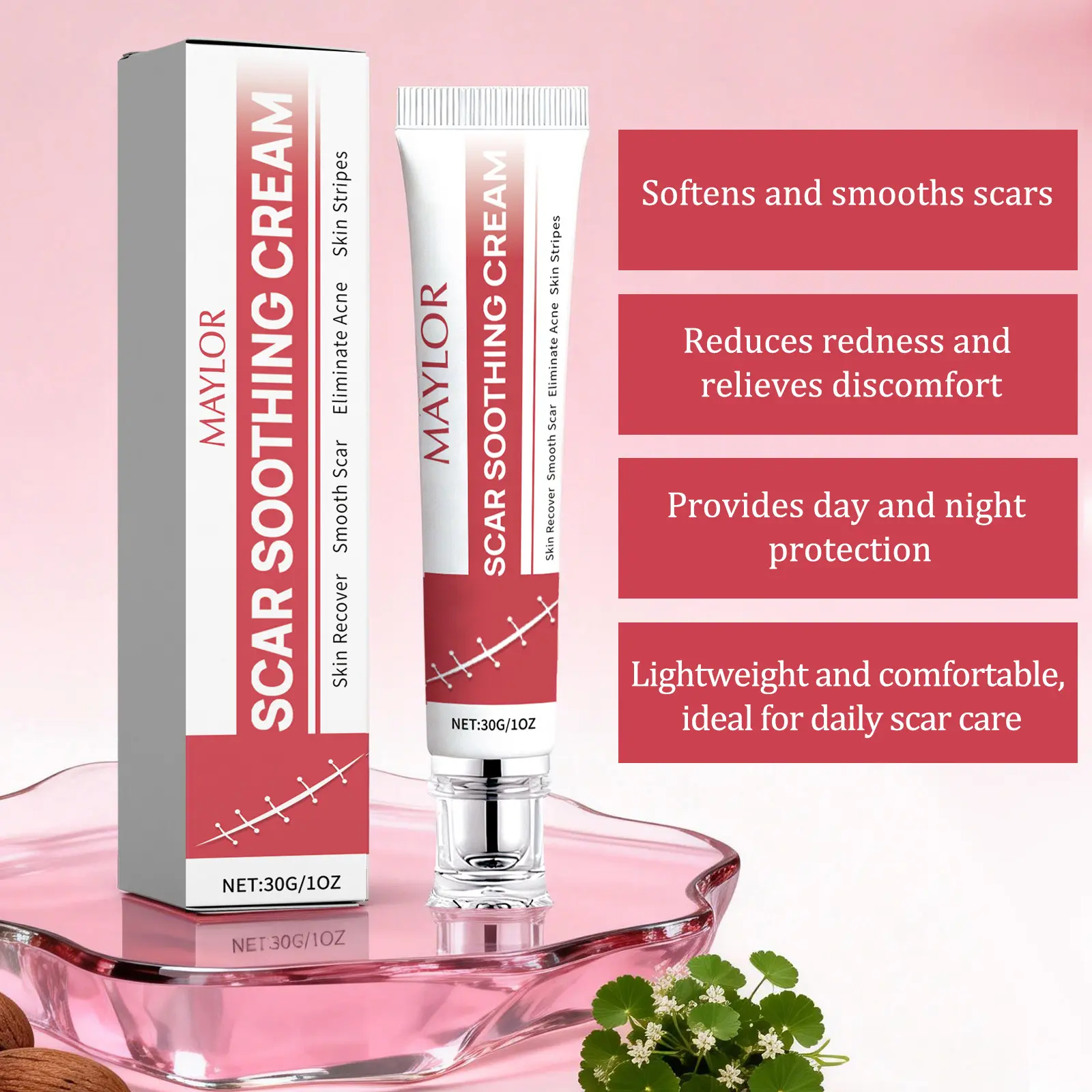 MAYLOR Scar Cream, Professional Scar Removal Gel, Suitable for scar removal treatment of post-operative scars, Caesarean section scars, Keloids, Burns, Acne