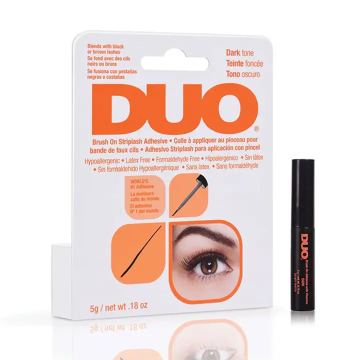 Ardell DUO Brush-On Gel Striplash Adhesive, Dark Tone, 0.18oz - Cosmetic Eyelash Glue with Retinol for a Mess-Free, Natural Makeup Look, Makeup Enthusiasts, Water (Aqua, Lengthening, Eyelashes Extensions, Lash Extensions