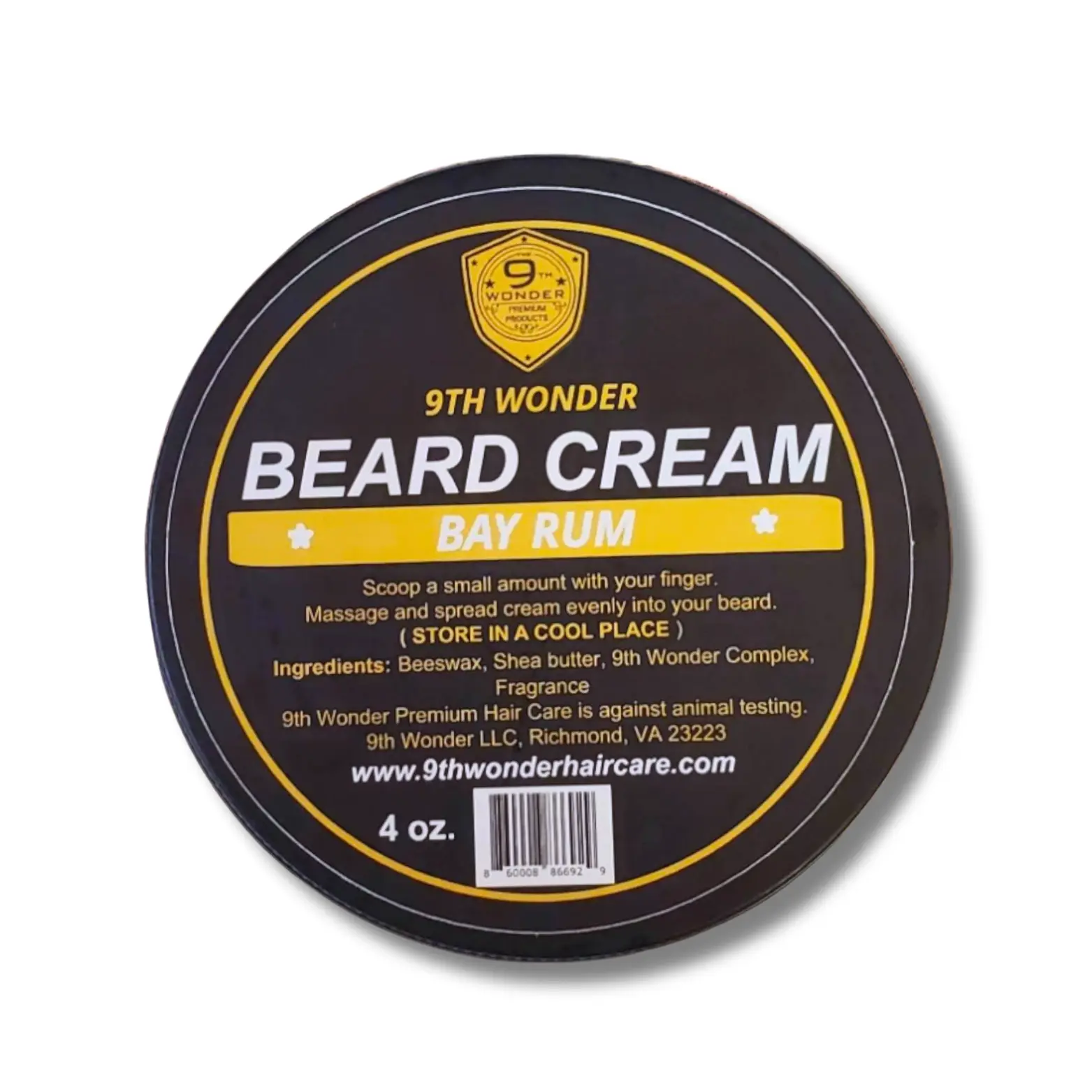 9th Wonder Products Moisturizing Beard Cream - Natural Shea Vanilla 4 oz Moisturizer for Men's Beard, Hair Care, Single No-Water Vitamin C Infused Grooming Product