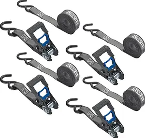 4 Pack Ratchet Tie Down Straps 1" x 12 ft – Heavy Duty Cargo Straps with Vinyl Coated S Hooks, 500 lbs Working Load for Truck, Trailer & Moving