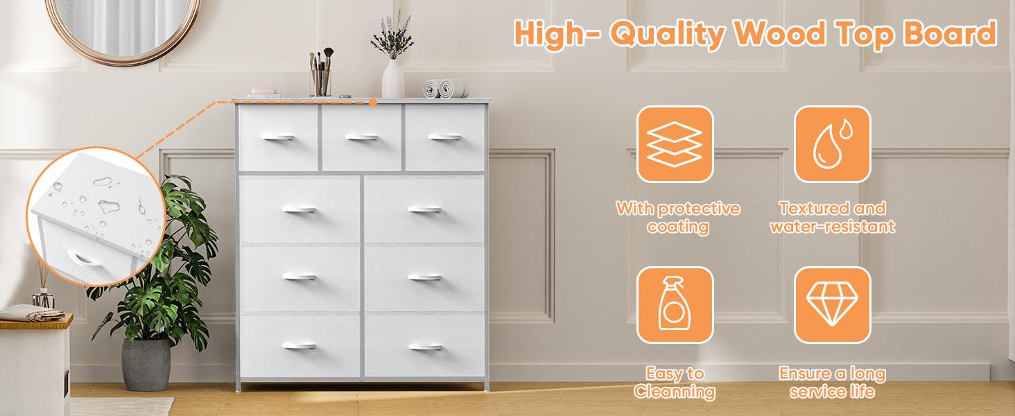 【Deal】Cupboards Cabinets Dresser - with 9 Drawers, Bedroom  Organizer, Steel Frame and Wood Top for Bedroom, Closet, Entryway