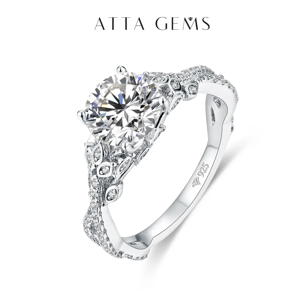 ATTAGEMS All-Synthetic Moissanite Crown Ring, 2CT D Color VVS1 Women's Fine Jewelry, Moissanite Wedding Ring, Ideal for Engagement, Birthday Gift R057 summerwins