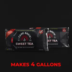 Cane Brew Sweet Tea 2 Pack - All-in-One Tea & Sugar Bags - Makes 4 Gallons - 8 Half-Gallon Size Resealable Flaps - Non-Returnable Product