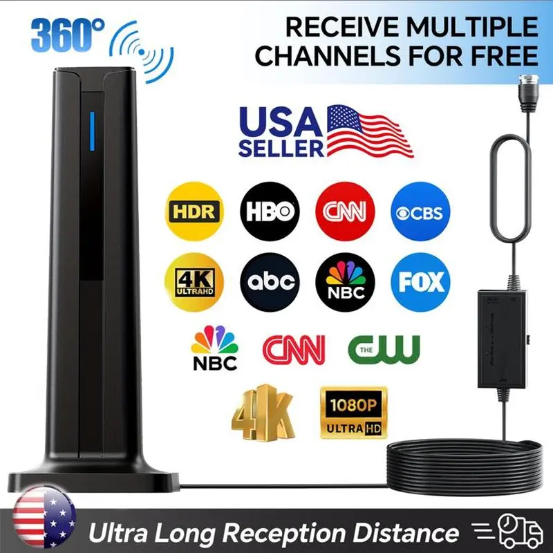 Smart TV Antenna Compatible with 4K HDTV, Easy Installation, No Internet Required, Receives Free Local HD Channels, Comes with 16ft Coaxial Cable, Ideal for RVs & Latest Smart TVs