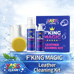 Yass Clean F‘KING MAGIC Leather Cleaning Kit – 250ml + 250ml – Safe Care for Sofas, Chairs, Shoes, Bags & More – Includes Premium Applicator & Microfiber Cloth