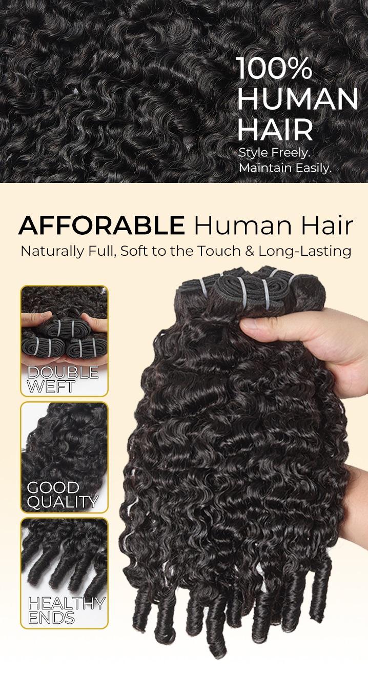 [Wequeen] Easy Blend Burmese Curly Human Hair Bundles with Free Perm Rods Brazilian Quick Weave Budget Friendly Viral Hair Natural Black Color