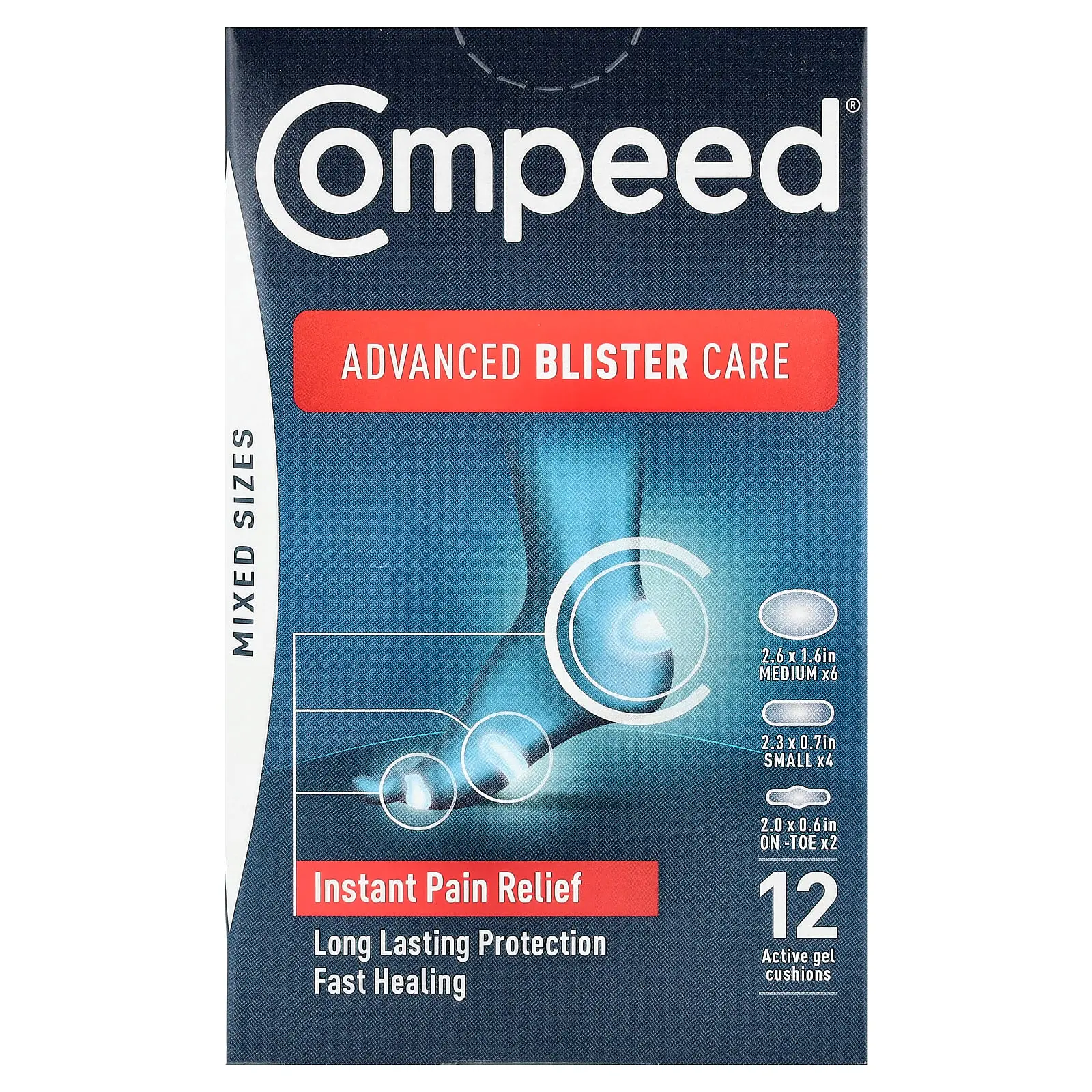 Compeed Advanced Blister Care, Mixed Sizes, 12 Active Gel Cushions | HSA/FSA Eligible