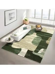 Green-9*12 feet  Machine Washable Area Rug Modern Abstract Floor Mats Non Slip NonSheddingContemporary Accent Rug Stain Resistant Soft Low Pile Indoor Carpet For Bedroom Living Room Kitchen Kids'Room Bathroom Hallway