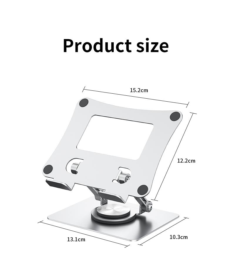 Portable Rotatable Metal Tablet Stand Foldable Adjustable Height Desktop Bracket for 4.7 to 12.9 Inch Devices 360-Degree Rotation Durable Construction Lightweight Foldable Design with Strong Damping Design