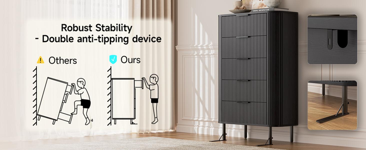 【SPOTLIGHT DAY】ONBRILL 60 " Fluted Dresser, Modern Wooden Dresser for Bedroom, Chest of Drawers with Metal Handle, TV Stand, Storage Organizer Unit, Storage Tower for Livingroom Hallway Closet ,Bedroom Furniture, Christmas Gift