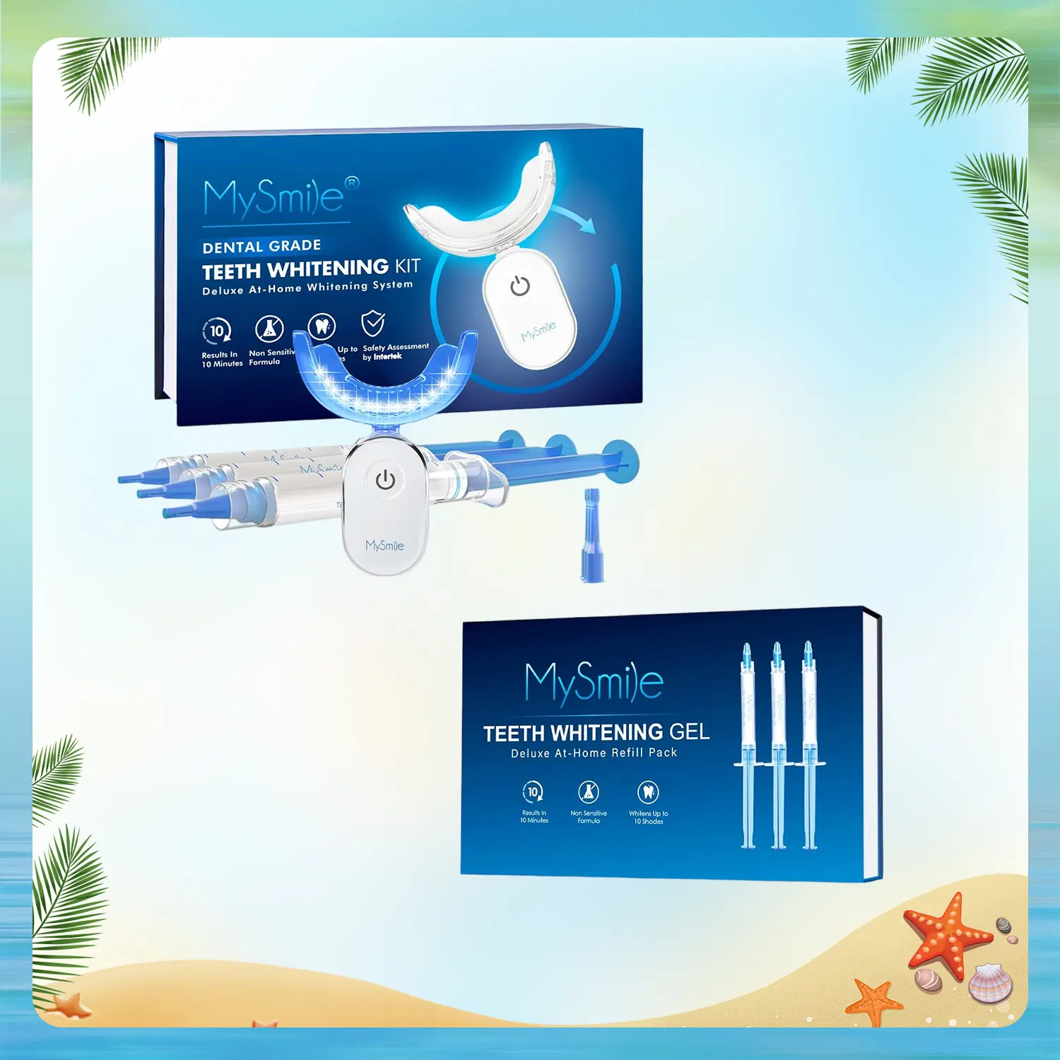 MySmile Pro Dental Teeth Whitening Kit with Refill Pack, LED Mouthpiece, Peroxide Gel, Hydroxyapatite Tooth Repair Material & Silicone-Component Oral Care Set, Teeth Brightener, Sensitive