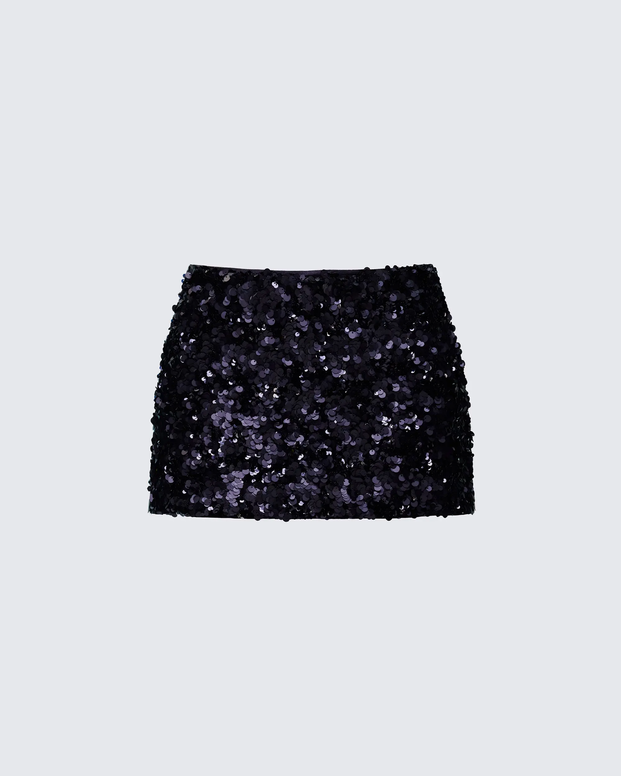 Women's Fitted 2x-3x Twila Black Shell Bold Sequin Cover Mini Skirt - Polyester-Spandex Bottom, Zipper Closure, Shimmering Dark Evening Wear