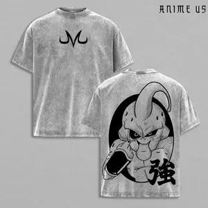 Majin Buu Vintage Washed T-Shirt , DBZ Anime Graphic Shirt, Heavyweight Streetwear Tee, Cool Manga Top, Gift for Anime Lover