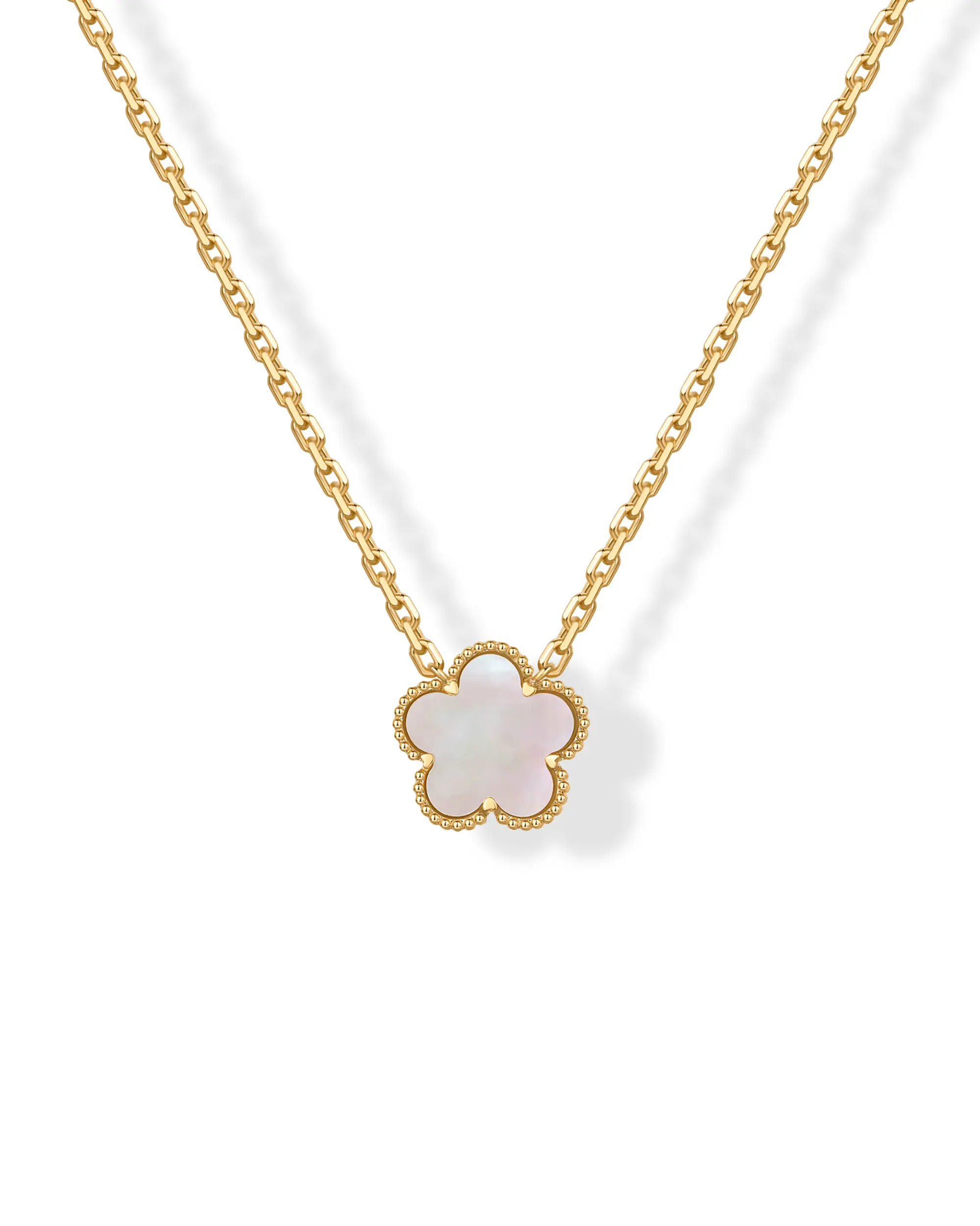 PAVOI 14K Gold Plated Clover Necklaces for Women - Black Onyx & Mother of Pearl Gemstone Pendant Necklace - Adjustable Chain Hypoallergenic Jewelry Gifts