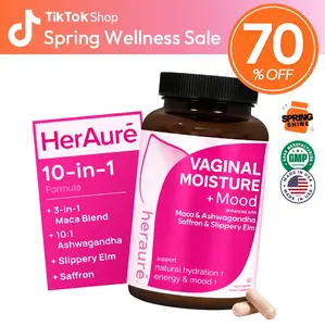 HerAuré Moisture & Moodbooster for Women | Ashwagandha, Saffron, Maca & Sea Moss | For Stress Relief, Energy, Bliss, Relaxation, 30 Servings,Black Friday