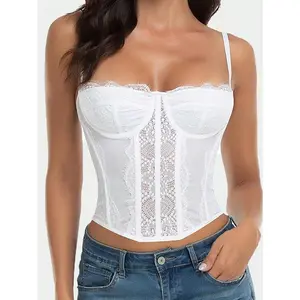 1pc Lace Bustier Corset Tops For Women Sexy Going Out Party Club Top With Buckle Womenswear Everyday Shapewear Compression