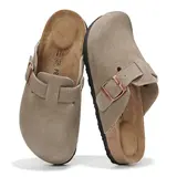 Project Cloud Women's Genuine Full-Grain Leather Clogs | Memory Foam, Water-Resistant | Non-Slip Rubber Sole Lightweight Footwear | Benton